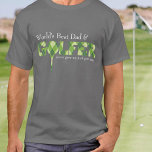 Bester Vater Golfer tee Raute gemusterter grüner T<br><div class="desc">Weltbeste Vater- und Golfer-Raute-Styling gemusterte Grafik Golf tee. Personalisieren Sie die Wörter und den Verwandten Ihrer Wahl. Derzeit liest World's Best Vater & Golfer nie aufgeben,  einfach wegzuwerfen. Ein tolles Geschenk für einen Golfen Vater oder Vater zum Vatertag. Einzigartig gestaltet von Sarah Trett.</div>