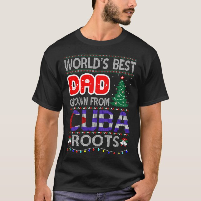 Bester Vater Grown Cuba Roots Weihnachtssüßer T-Shirt (Vorderseite)