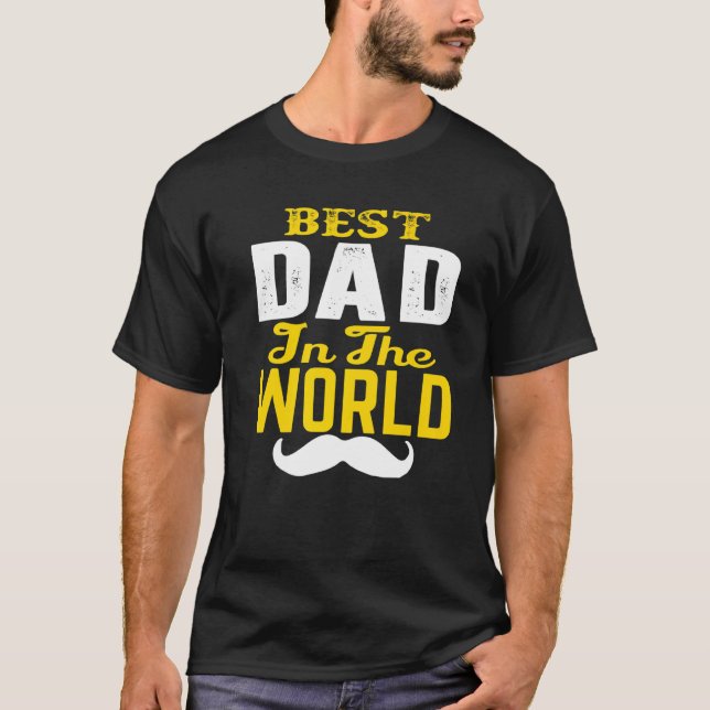 Bester Vater in der Welt Schnurrbart. Vater, Onkel T-Shirt (Vorderseite)