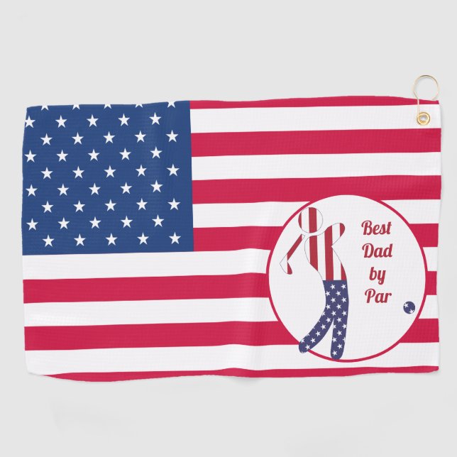 Bester Vater in Par| American Flag Golf Player Golfhandtuch (Horizontal)