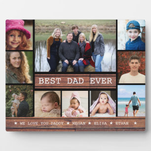 Bester Vater je 10 Familienfotos Collage Rustikale Fotoplatte