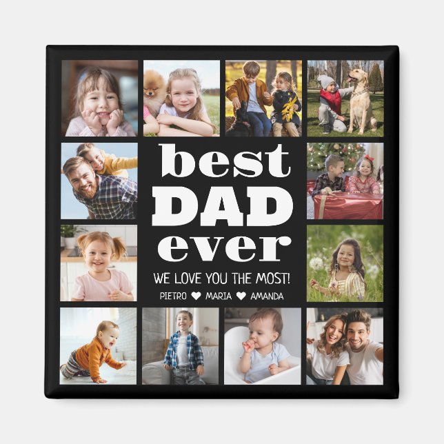 Bester VATER je 12 FotoCollage Magnet (Vorne)