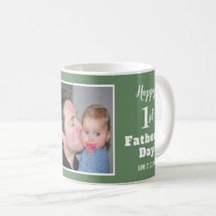 Bester Vater je 1. Vatertag Neuer Papa Grün Kaffeetasse