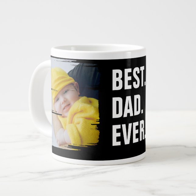 Bester Vater je 2 Foto Scribble Frame Personalisie Jumbo-Tasse (Vorderseite Links)
