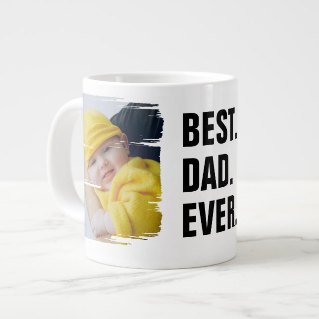 Bester Vater je 2 Foto Scribble Frame Personalisie Jumbo-Tasse (Vorderseite Links)