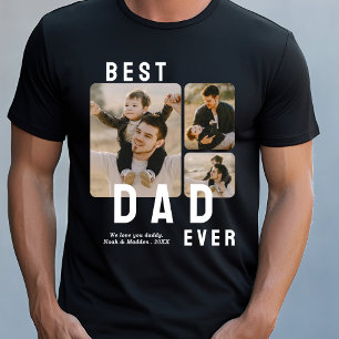 Bester Vater je 3 Foto Collage Vatertag T-Shirt