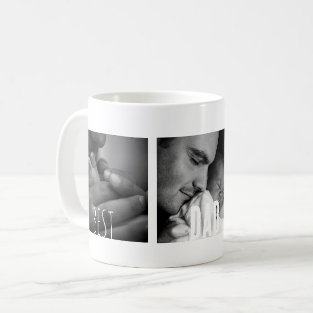 Bester Vater je 3 Foto Personalisiert Kaffeetasse (Vorderseite Links)