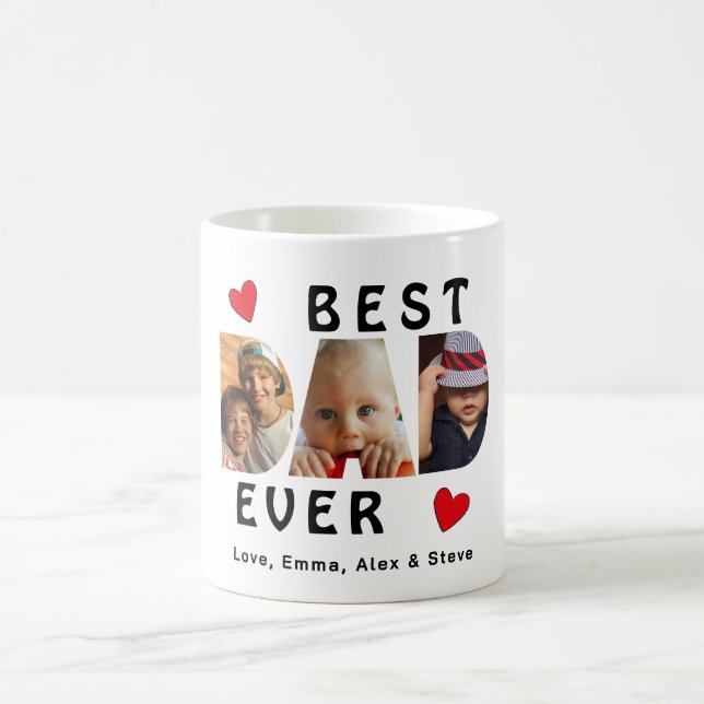 Bester Vater je 3 FotoCollage individuell Kaffeetasse (Mittel)