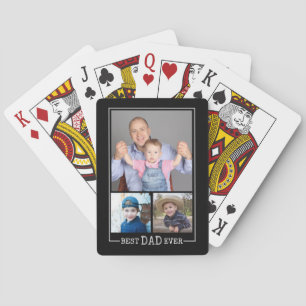 Bester Vater je 3 Fotolack Schwarz Spielkarten