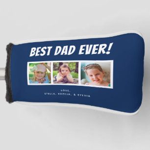Bester Vater je 3 Fotos auf der Dark Blue Golf Hea Headcover