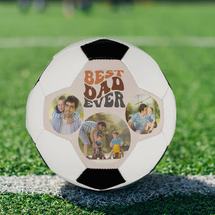 Bester Vater je 3 runder Foto und Retro Typografie Fußball