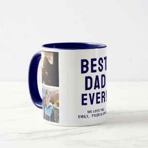 Bester Vater je 4 Foto Collage Blau Tasse