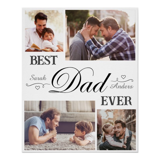 Bester Vater je - 4 Foto Collage Happy Vlies Day Poster (Vorderseite)