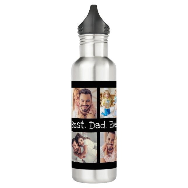 Bester Vater je 4 Foto Collage Spaß Keepake Edelstahlflasche (Links)