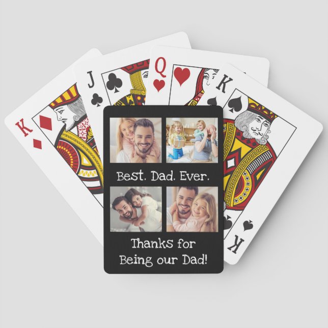 Bester Vater je 4 Foto Collage Spaß Keepake Spielkarten (Rückseite)
