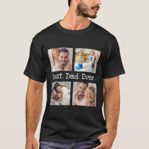 Bester Vater je 4 Foto Collage Spaß Personalisiert T-Shirt
