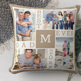 Bester Vater je 4 Fotolack Beige Weißes Monogramm Kissen