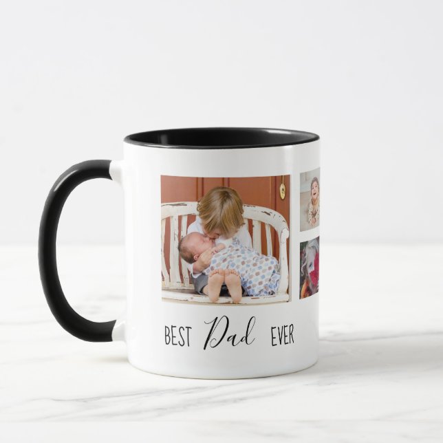 Bester Vater je 6 Fotocollage weiß Tasse (Links)