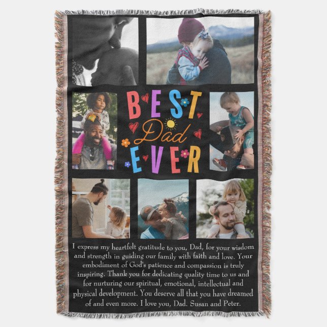 Bester Vater je 7 FotoCollage Decke (Vorderseite Vertikal)