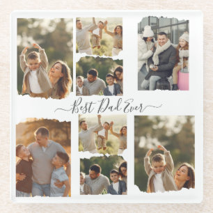 Bester Vater je 8-Foto Collage Vatertag Geschenk Glasuntersetzer