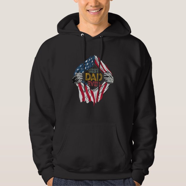 Bester Vater je amerikanische Flagge Super Hero Fa Hoodie (Vorderseite)