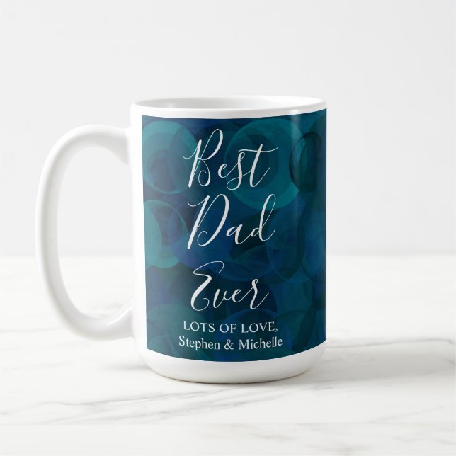 Bester Vater je Aquamarin Blue Einzigartigkeit Vat Kaffeetasse (Links)