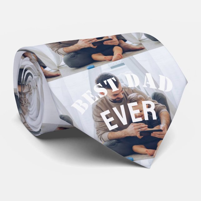 Bester Vater je benutzerdefinierte Foto-Collage Er Krawatte (Gerollt)