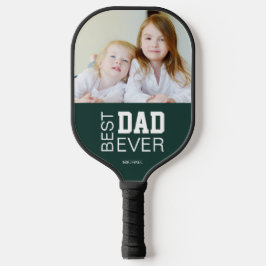 Bester Vater je benutzerdefinierter Foto Name Grün Pickleball Schläger