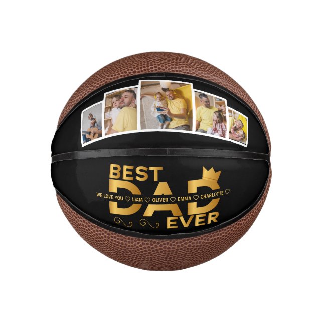 Bester Vater je benutzerdefiniertes 5-Foto mit Nam Mini Basketball (Vorderseite)