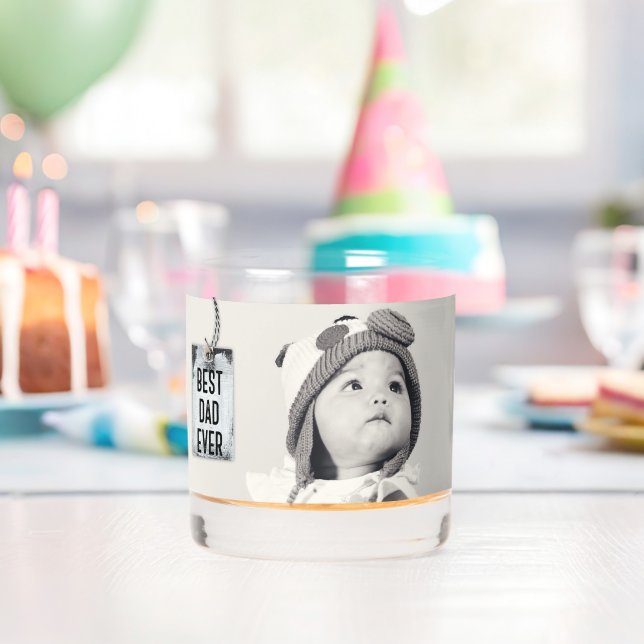 Bester Vater je benutzerdefiniertes Foto Whiskyglas (Insitu (Geburtstag))