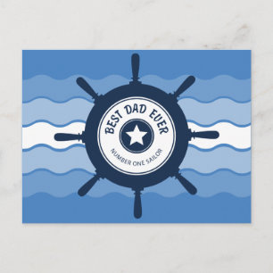 Bester Vater je blaues Schiff Rad und Waves Postkarte