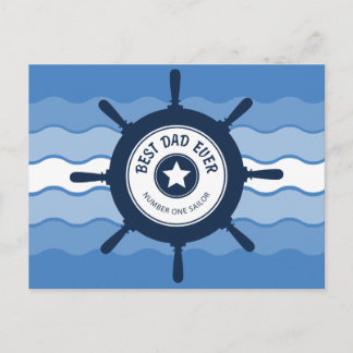 Bester Vater je blaues Schiff Rad und Waves Postkarte