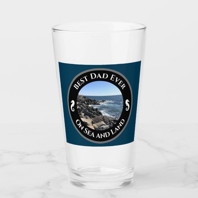 Bester Vater je Blue Atlantic Ocean Rocky Seashore Glas (Vorderseite)