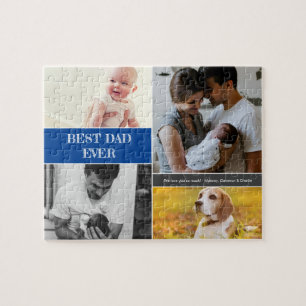 Bester Vater je Blue Custom Foto Collage Puzzle