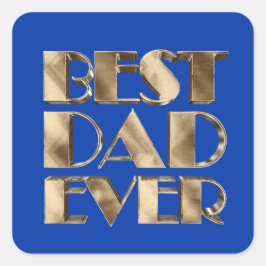 Bester Vater je Blue Imitate Goldfilm Typografie Quadratischer Aufkleber