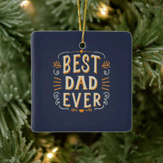 Bester Vater je Blue Orange White Typografy Keramikornament