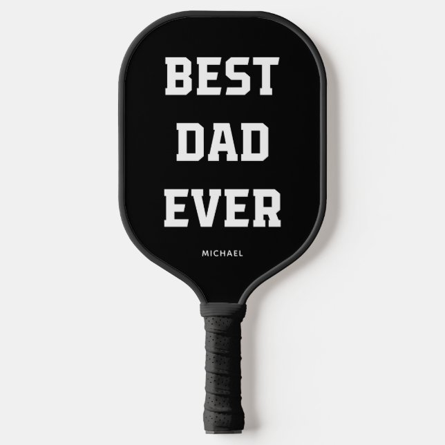 Bester Vater je | Bold Modern Black Pickleball Schläger (Vorderseite)