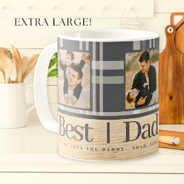 Bester Vater je Buffalo Kariert Wood Foto Vatertag Jumbo-Tasse