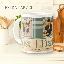 Bester Vater je Buffalo Kariert Wood Foto Vatertag Jumbo-Tasse