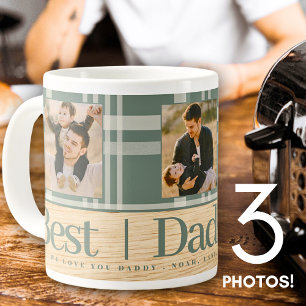 Bester Vater je Buffalo Kariert Wood Foto Vatertag Kaffeetasse