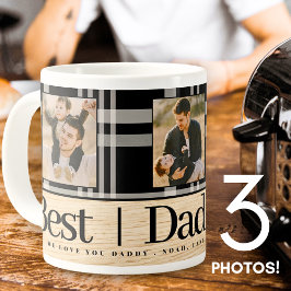 Bester Vater je Buffalo Kariert Wood Foto Vatertag Kaffeetasse