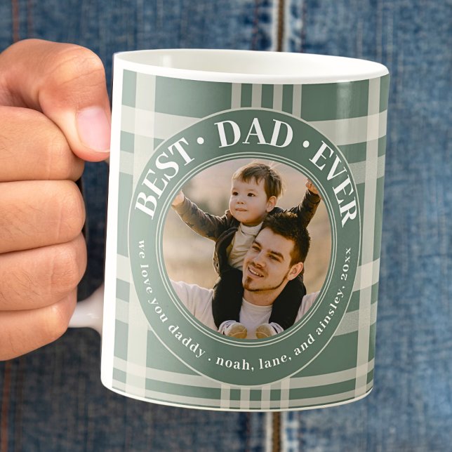 Bester Vater je Buffalo Karierte Custom Foto Väter Kaffeetasse (Von Creator hochgeladen)