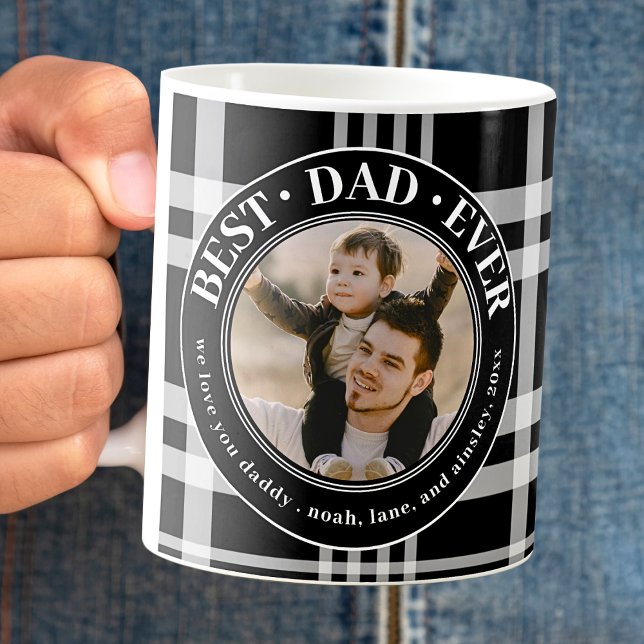 Bester Vater je Buffalo Karierte Custom Foto Väter Kaffeetasse (Von Creator hochgeladen)
