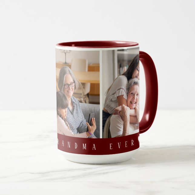 Bester Vater je Burgund mit 3 Foto Oma Tasse (VorderseiteRechts)