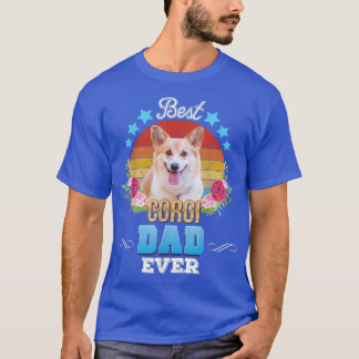 Bester Vater je Corgi Floral Retro Vater Tag Lo T-Shirt