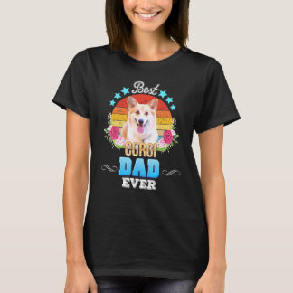 Bester Vater je Corgi Floral Retro Vater Tag Mo T-Shirt