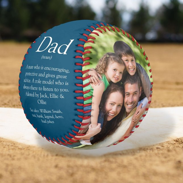 Bester Vater je Definition 2 Foto Fun Blau Baseball (Best Dad Ever Definition 2 Photo Fun Blue Baseball)