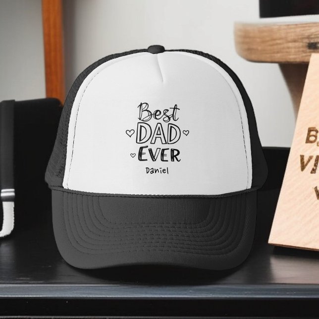 Bester Vater je | Doodle Script Vatertag Geschenk Truckerkappe (Von Creator hochgeladen)
