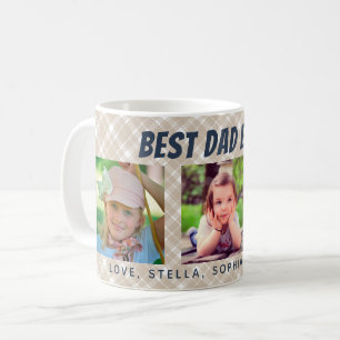 Bester Vater je Drei Fotos Kariert Kaffeetasse