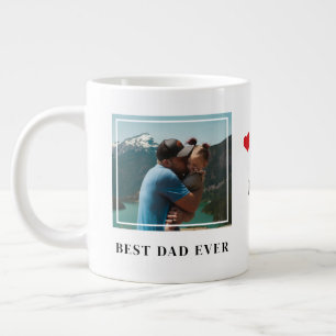 Bester Vater je Einfache Typografie Herz 2 Foto Jumbo-Tasse